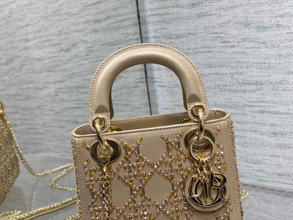 Mini Lady Dior Bag M0505 Apricot Lambskin M916 - Default Title - View 4