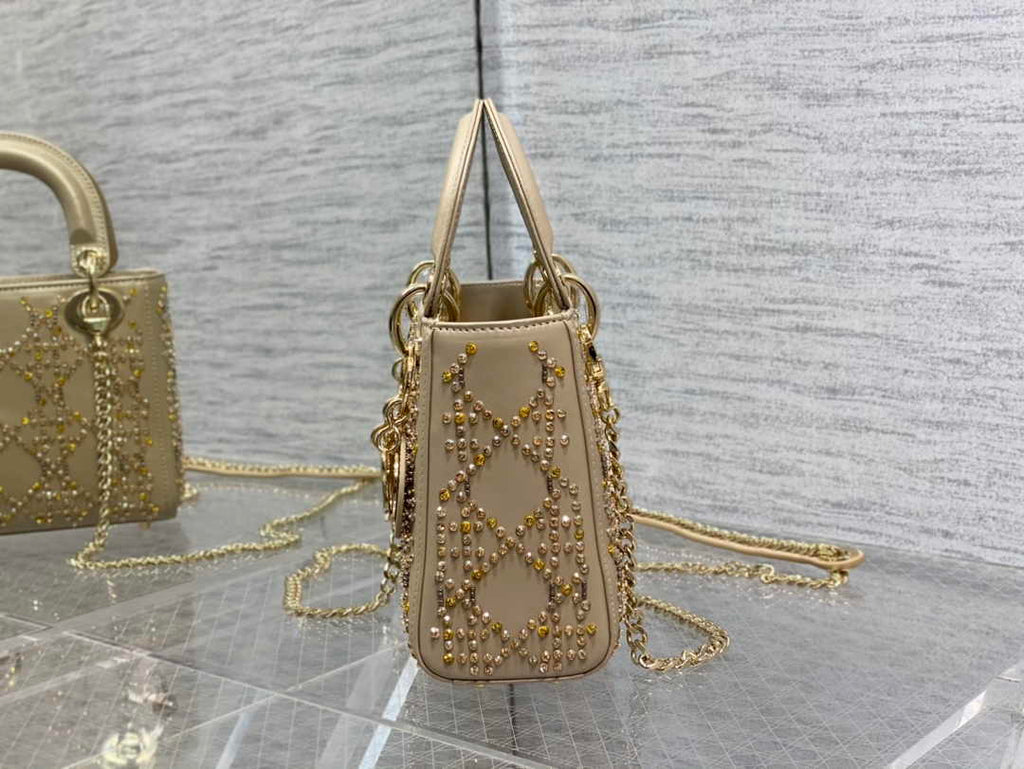 Mini Lady Dior Bag M0505 Apricot Lambskin M916 - Default Title - View 5