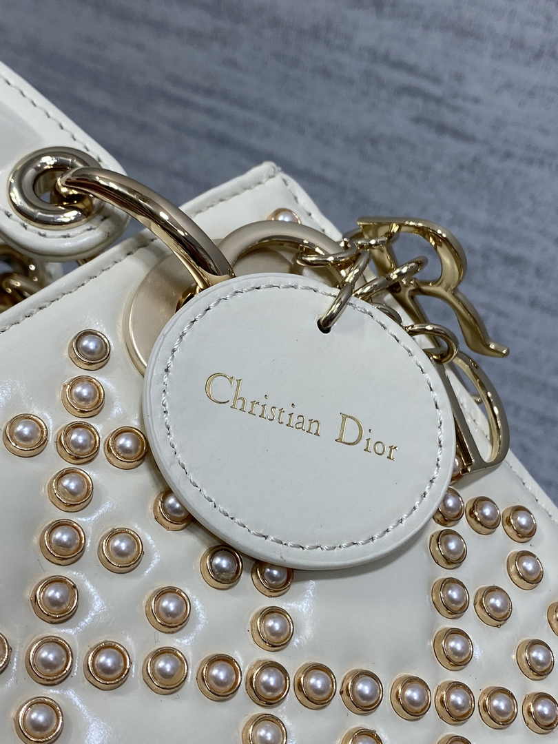 Mini Lady Dior Bag M0505 White Lambskin M915 - Default Title - View 9