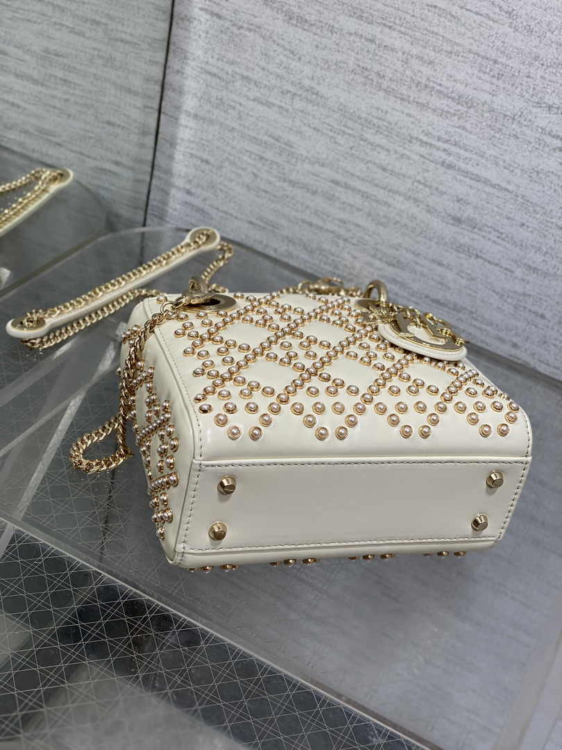 Mini Lady Dior Bag M0505 White Lambskin M915 - Default Title - View 5
