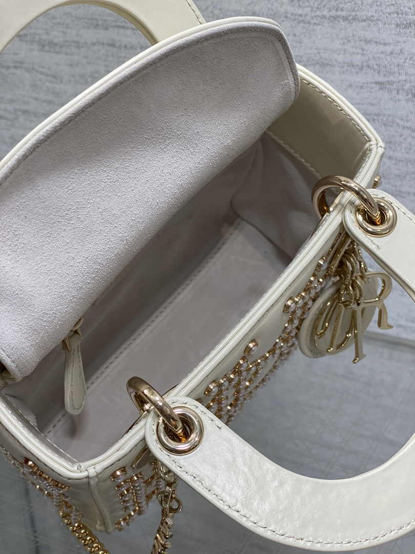Mini Lady Dior Bag M0505 White Lambskin M915 - Default Title - View 6