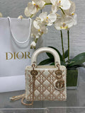 Mini Lady Dior Bag M0505 White Lambskin M915 - Default Title - View 1