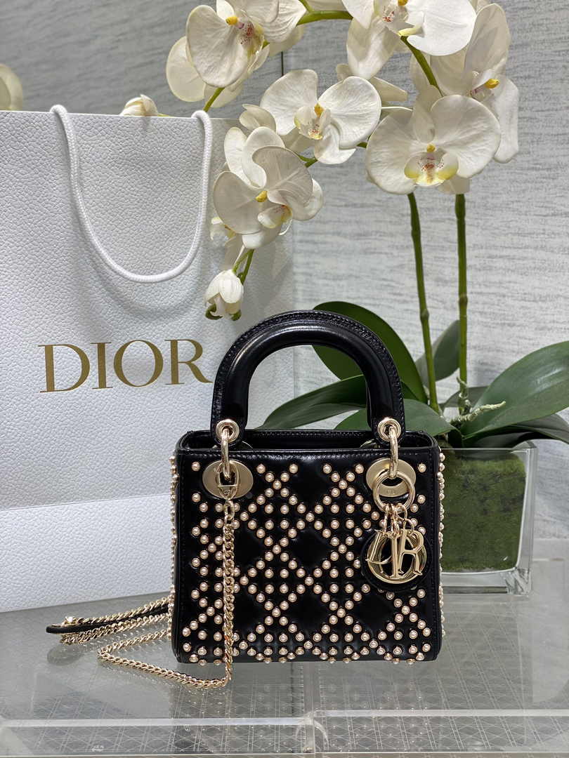 Mini Lady Dior Bag M0505 Black Lambskin M917 - Default Title - View 1