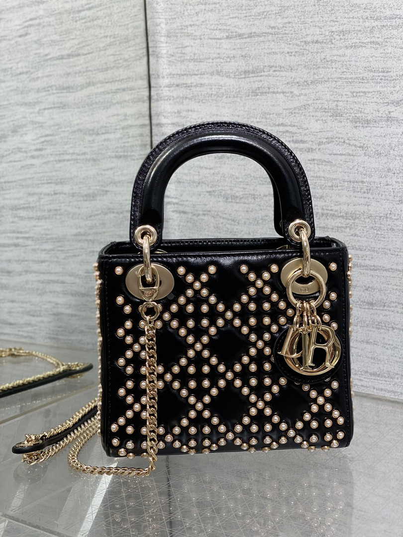Mini Lady Dior Bag M0505 Black Lambskin M917 - Default Title - View 2