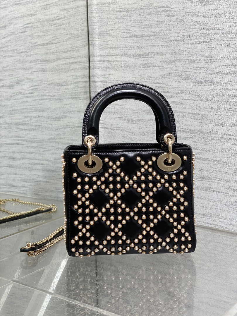 Mini Lady Dior Bag M0505 Black Lambskin M917 - Default Title - View 3