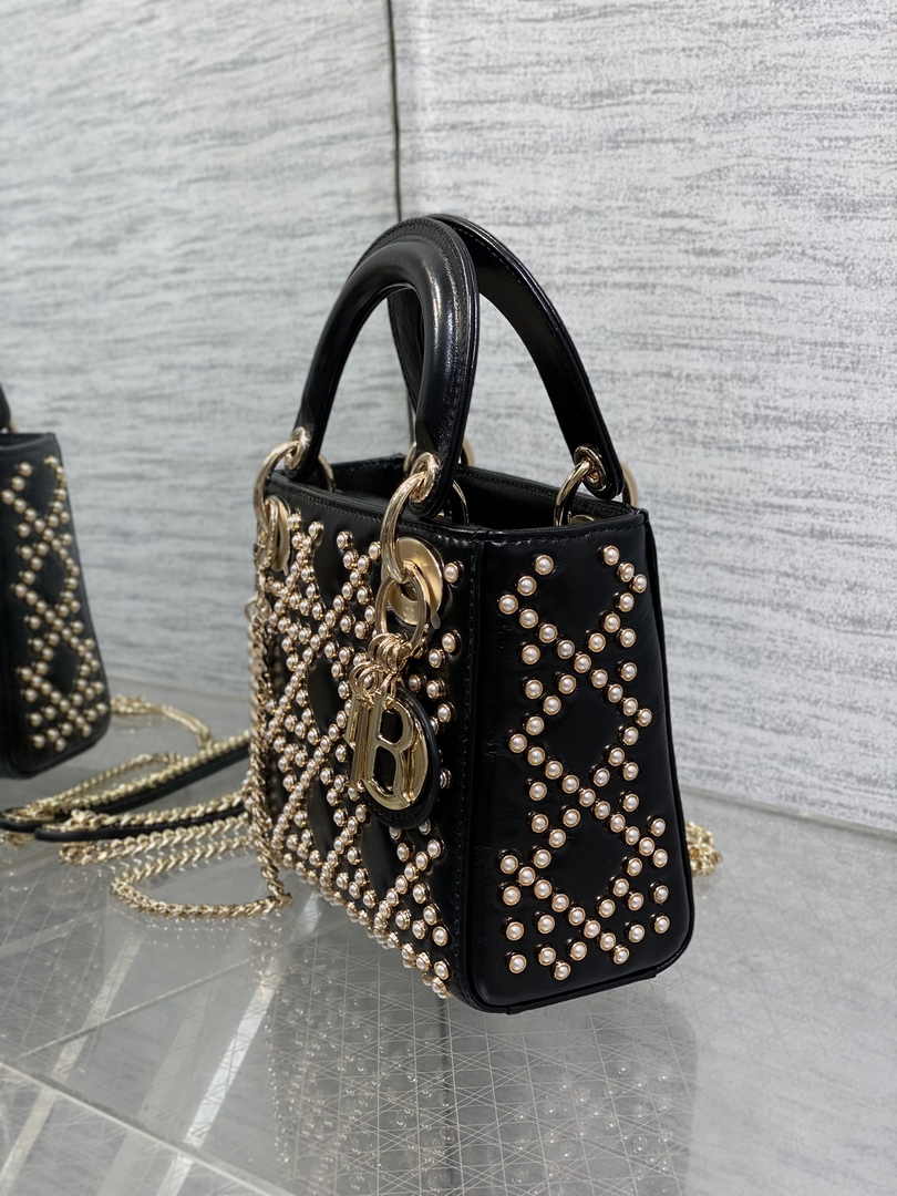 Mini Lady Dior Bag M0505 Black Lambskin M917 - Default Title - View 4