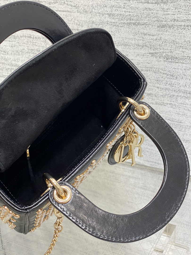 Mini Lady Dior Bag M0505 Black Lambskin M917 - Default Title - View 6