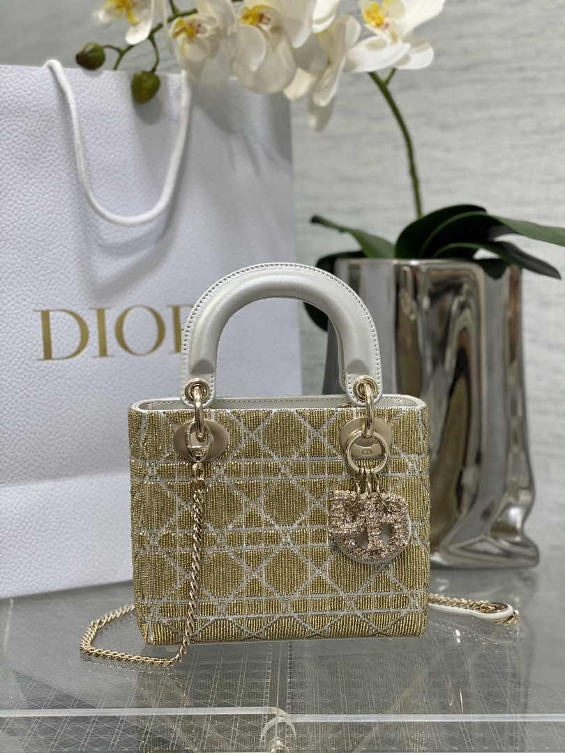 Mini Lady Dior Bag M0505 Gray Lambskin M919 - Default Title - View 1