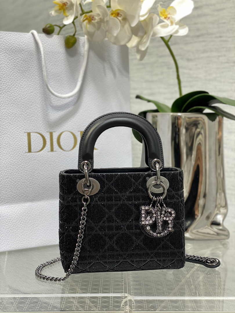 Mini Lady Dior Bag M0505 Black Lambskin M918 - Default Title - View 1