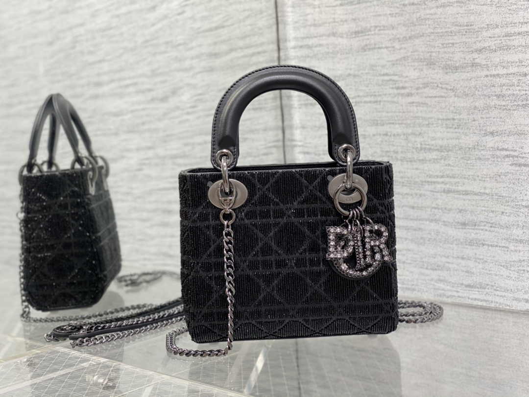Mini Lady Dior Bag M0505 Black Lambskin M918 - Default Title - View 2