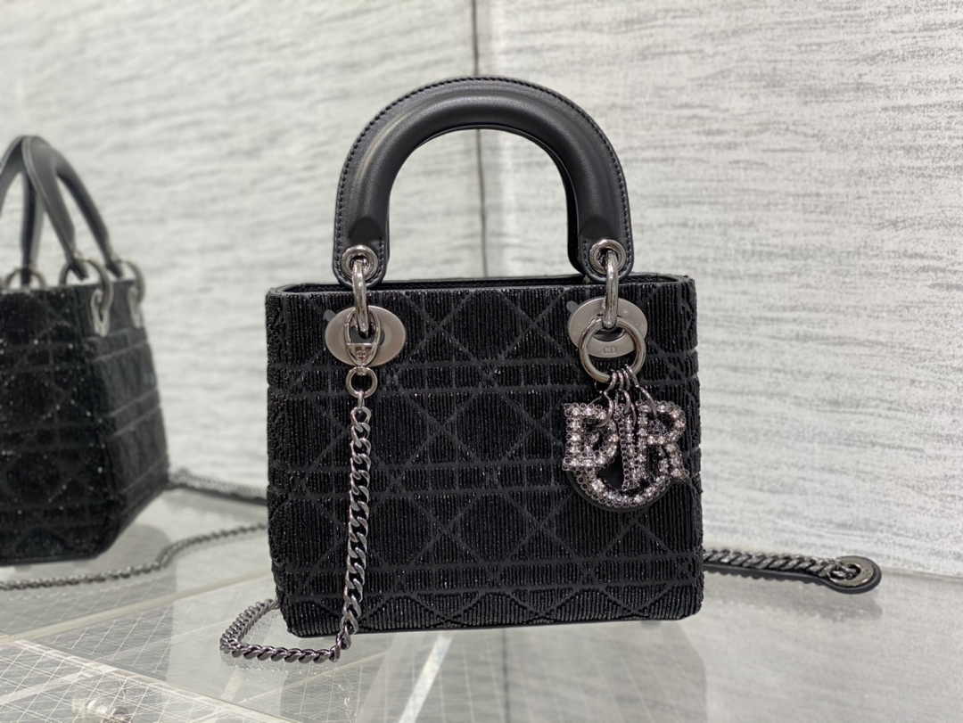 Mini Lady Dior Bag M0505 Black Lambskin M918 - Default Title - View 3