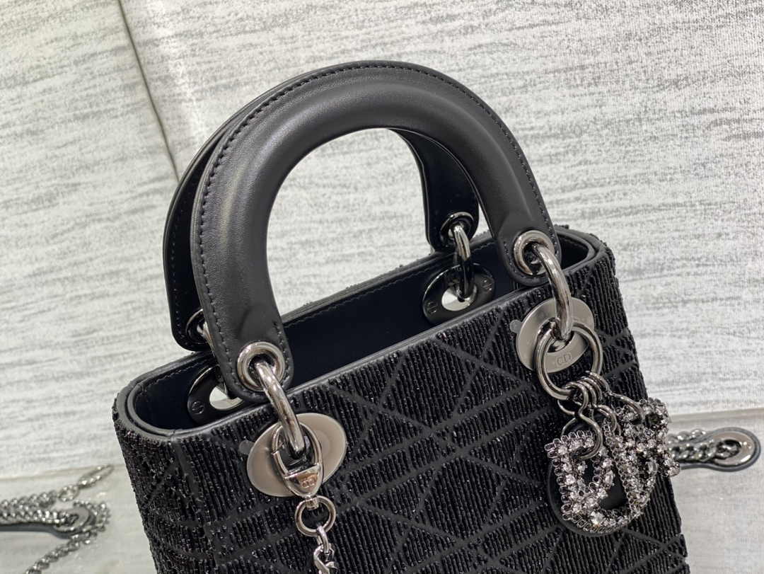 Mini Lady Dior Bag M0505 Black Lambskin M918 - Default Title - View 4
