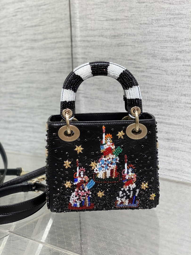 Mini Lady Dior Bag M0505 Black Lambskin M920 - Default Title - View 3