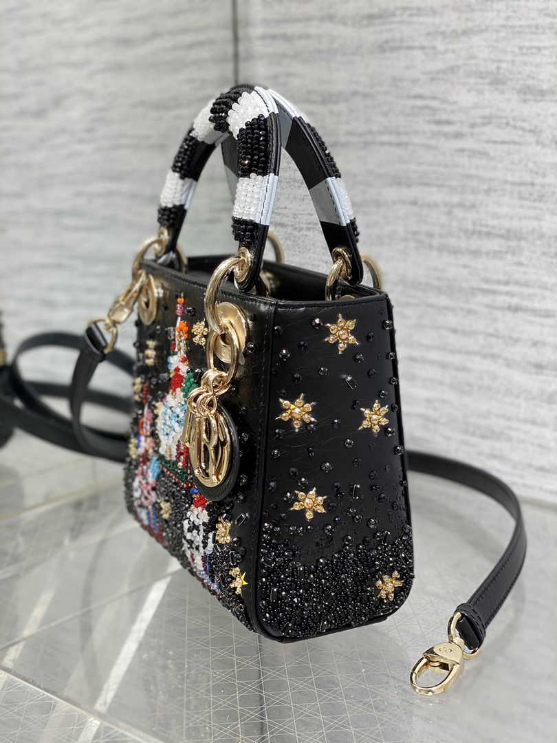 Mini Lady Dior Bag M0505 Black Lambskin M920 - Default Title - View 4