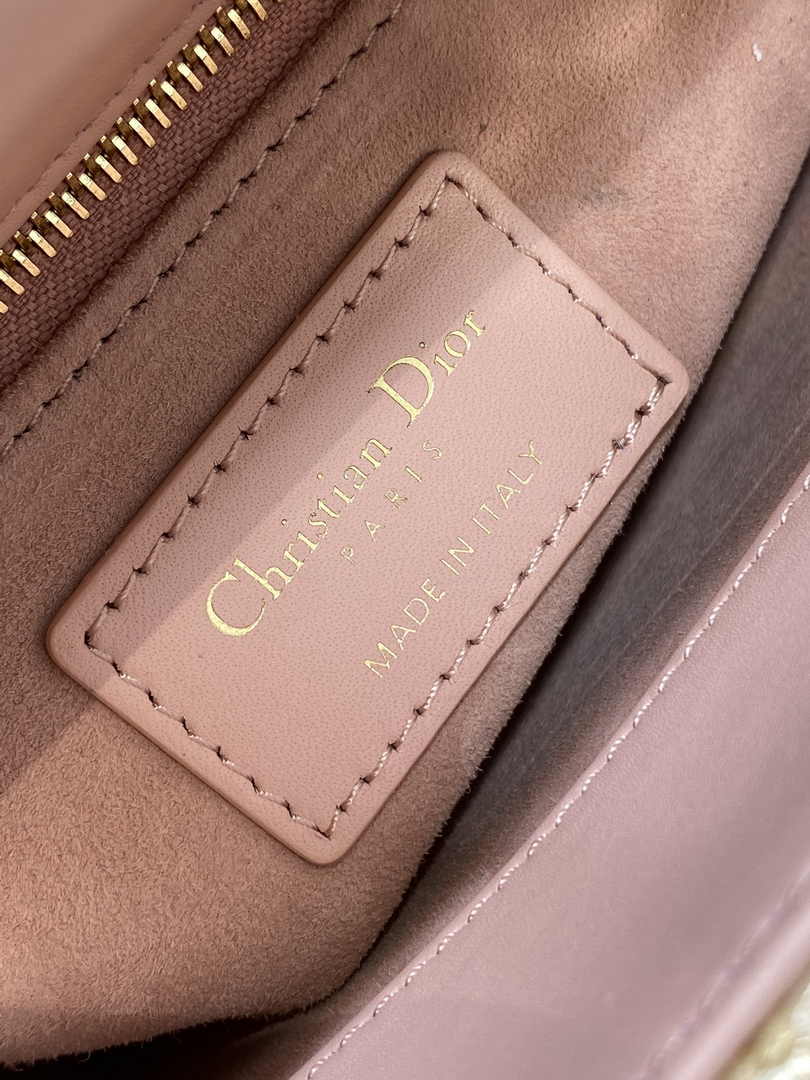 Mini Lady Dior Bag M0505 Pink Satin Embroidered - Default Title - View 7