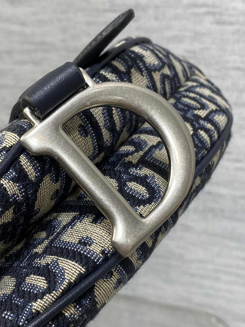 Mini Saddle Bag with Strap M0456 Blue Dior Oblique Jacquard and Smooth Calfskin