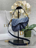Dior Mini Saddle Bag with Strap M0456 Blue Denim Dior Oblique Jacquard