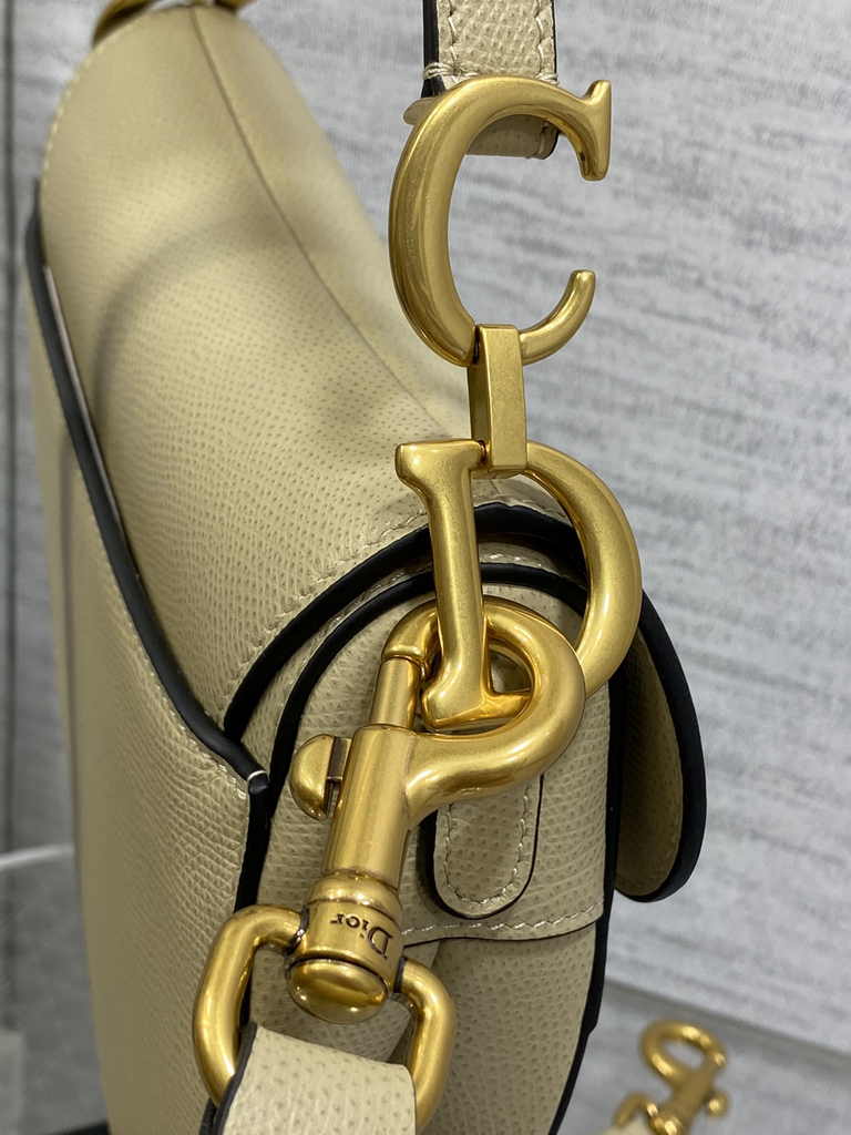 Dior Mini Saddle Bag with Strap M0456 Apricot Grained Calfskin