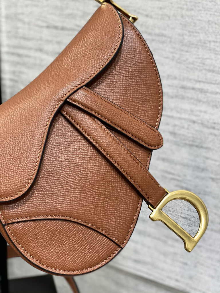 Dior Mini Saddle Bag with Strap M0456 Golden Saddle Grained Calfskin