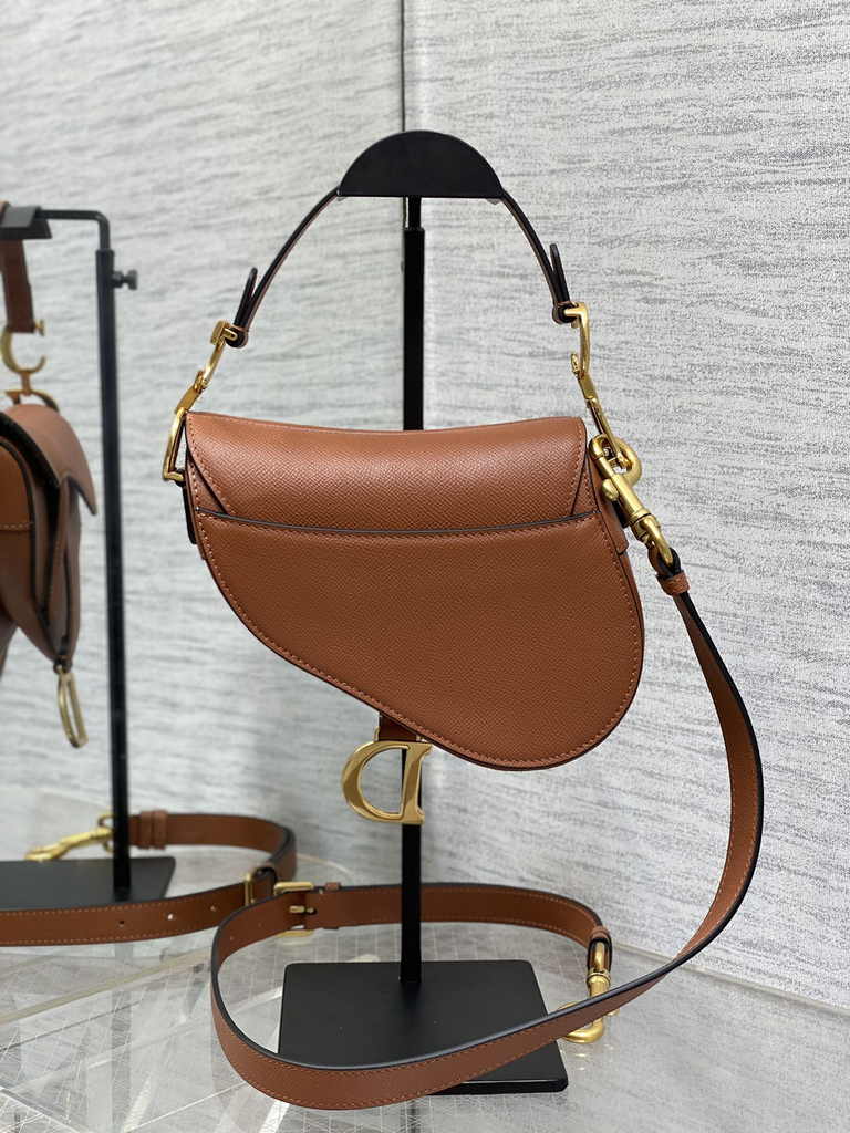 Dior Mini Saddle Bag with Strap M0456 Golden Saddle Grained Calfskin