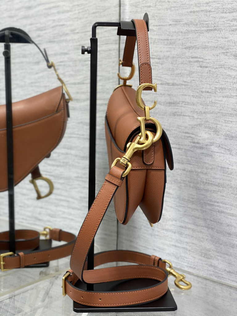 Dior Mini Saddle Bag with Strap M0456 Golden Saddle Grained Calfskin