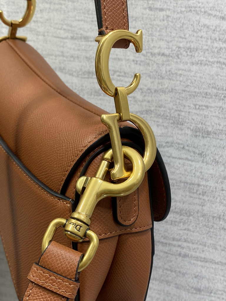 Dior Mini Saddle Bag with Strap M0456 Golden Saddle Grained Calfskin