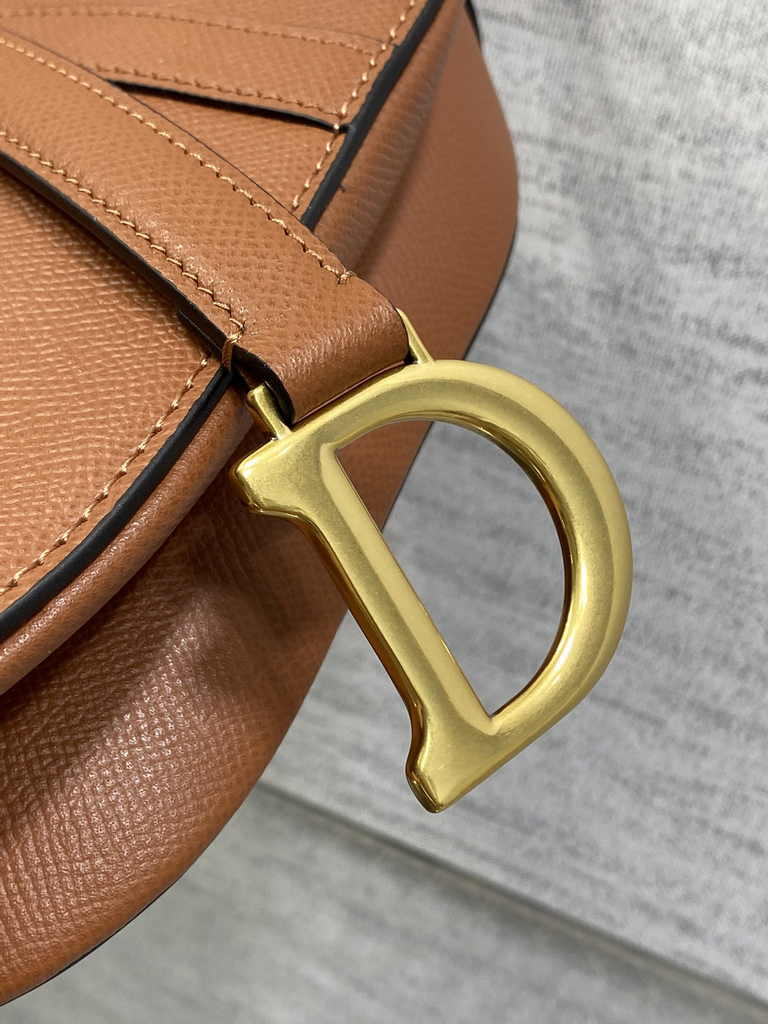 Dior Mini Saddle Bag with Strap M0456 Golden Saddle Grained Calfskin