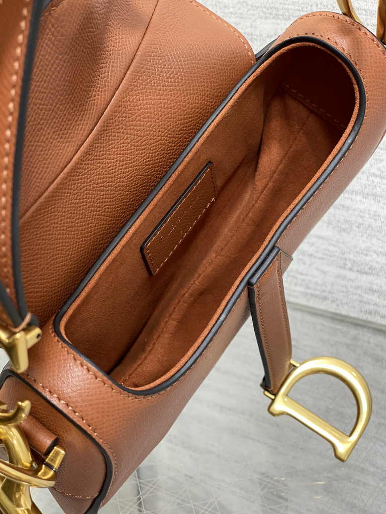 Dior Mini Saddle Bag with Strap M0456 Golden Saddle Grained Calfskin