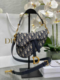 Dior Mini Saddle Bag with Strap M0456 Blue Dior Oblique Jacquard