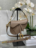 Dior Mini Saddle Bag with Strap M0456 Warm Taupe Grained Calfskin