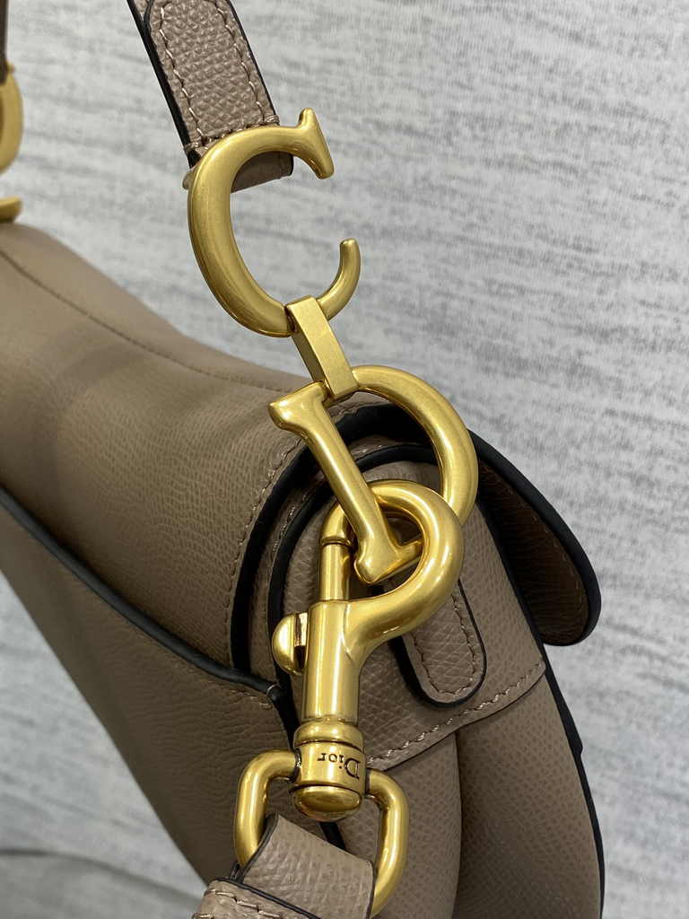 Dior Mini Saddle Bag with Strap M0456 Warm Taupe Grained Calfskin