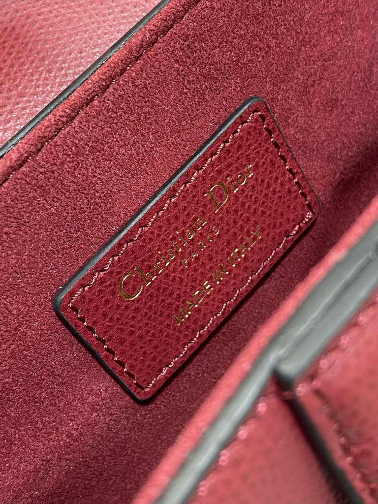 Dior Mini Saddle Bag with Strap M0456 Red Grained Calfskin