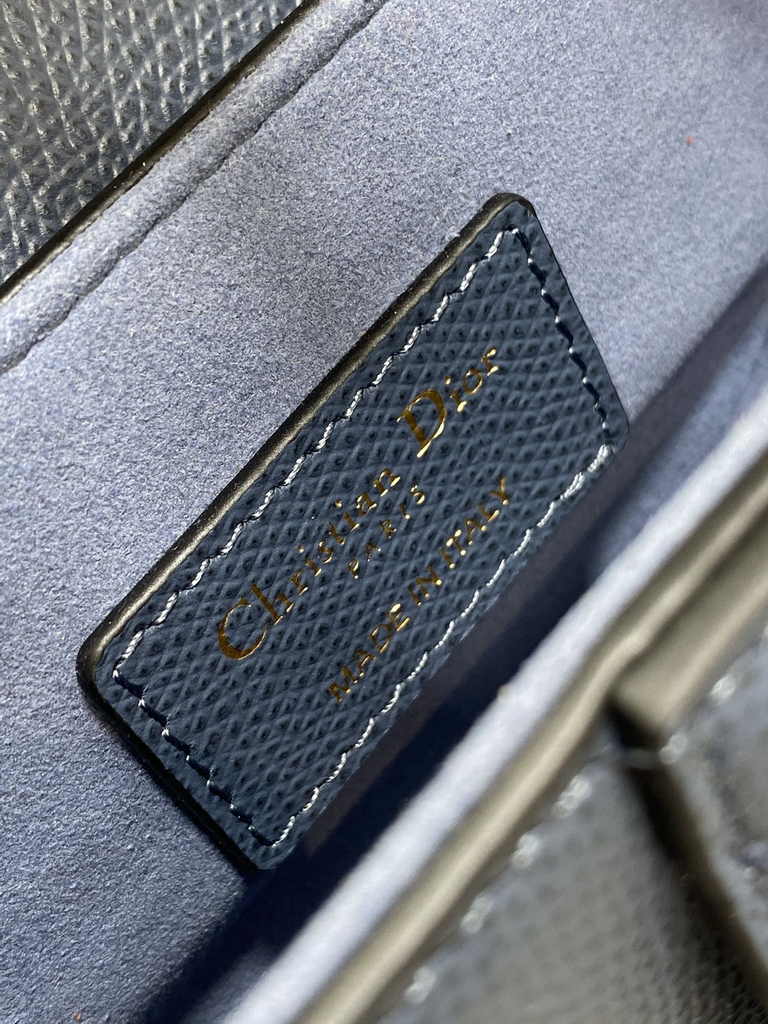 Dior Mini Saddle Bag with Strap M0456 Gray Grained Calfskin