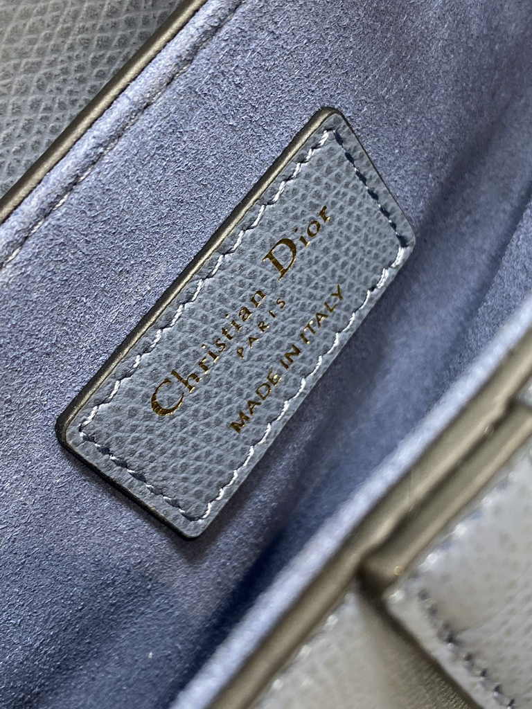 Dior Mini Saddle Bag with Strap M0456 Light Blue Grained Calfskin