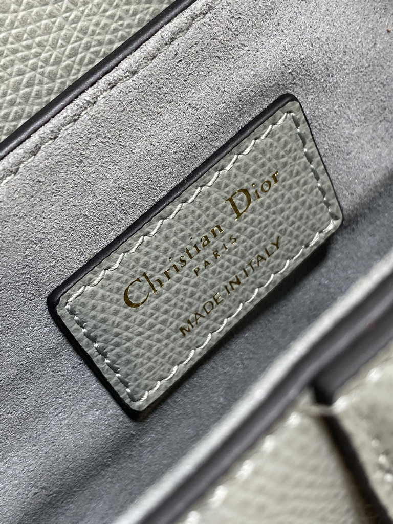Dior Mini Saddle Bag with Strap M0456 Gray Grained Calfskin