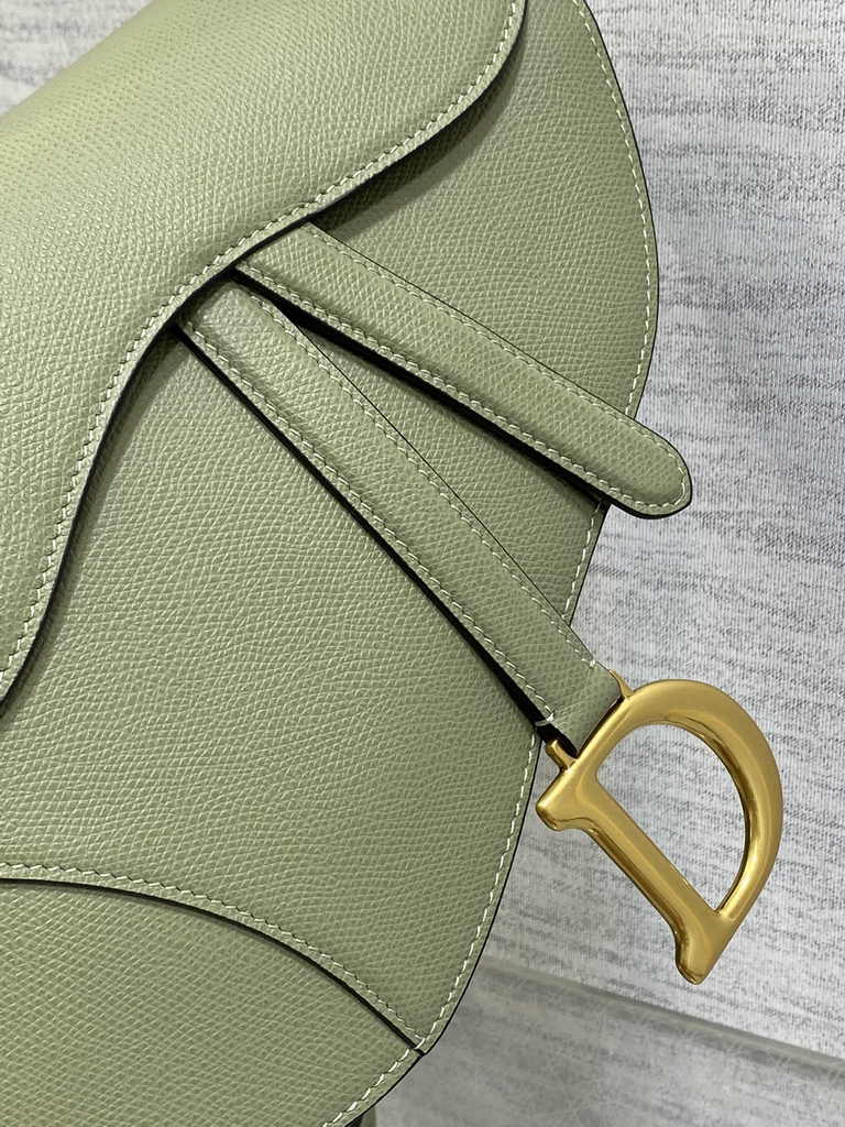 Dior Saddle Bag with Strap M0455 Grained Calfskin Dark Green