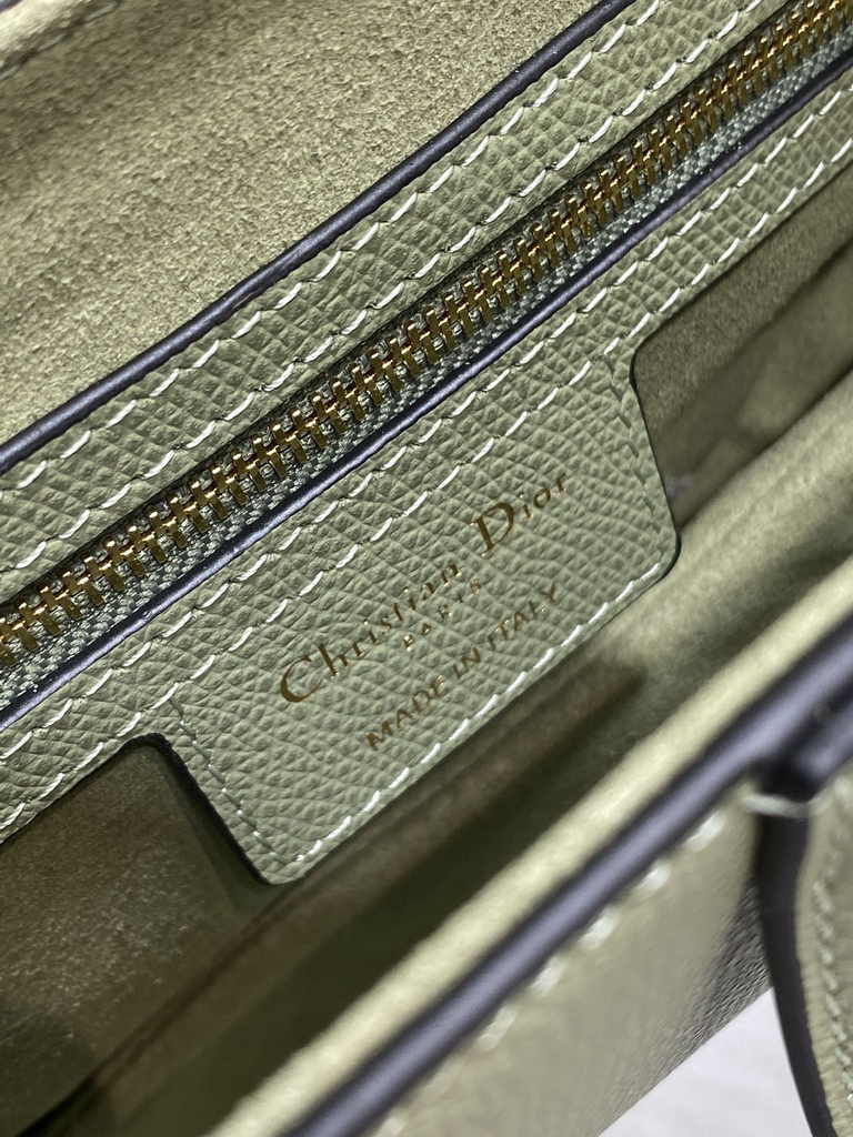 Dior Saddle Bag with Strap M0455 Grained Calfskin Dark Green