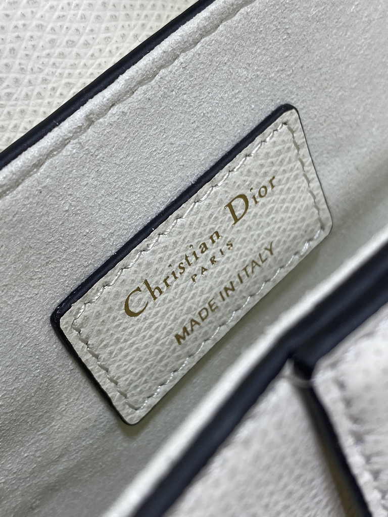 Dior Mini Saddle Bag with Strap M0456 White Grained Calfskin