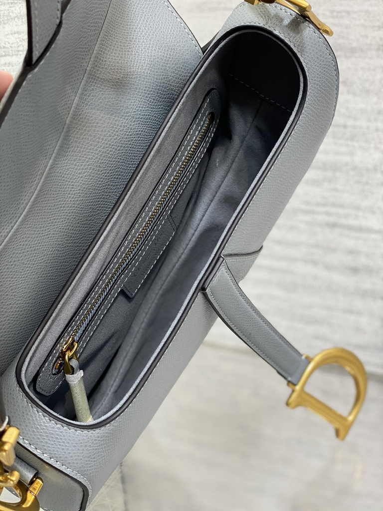 Dior Saddle Bag with Strap M0455 Grained Calfskin Light Blue