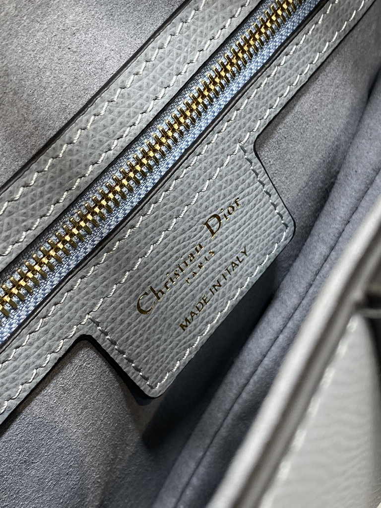 Dior Saddle Bag with Strap M0455 Grained Calfskin Light Blue