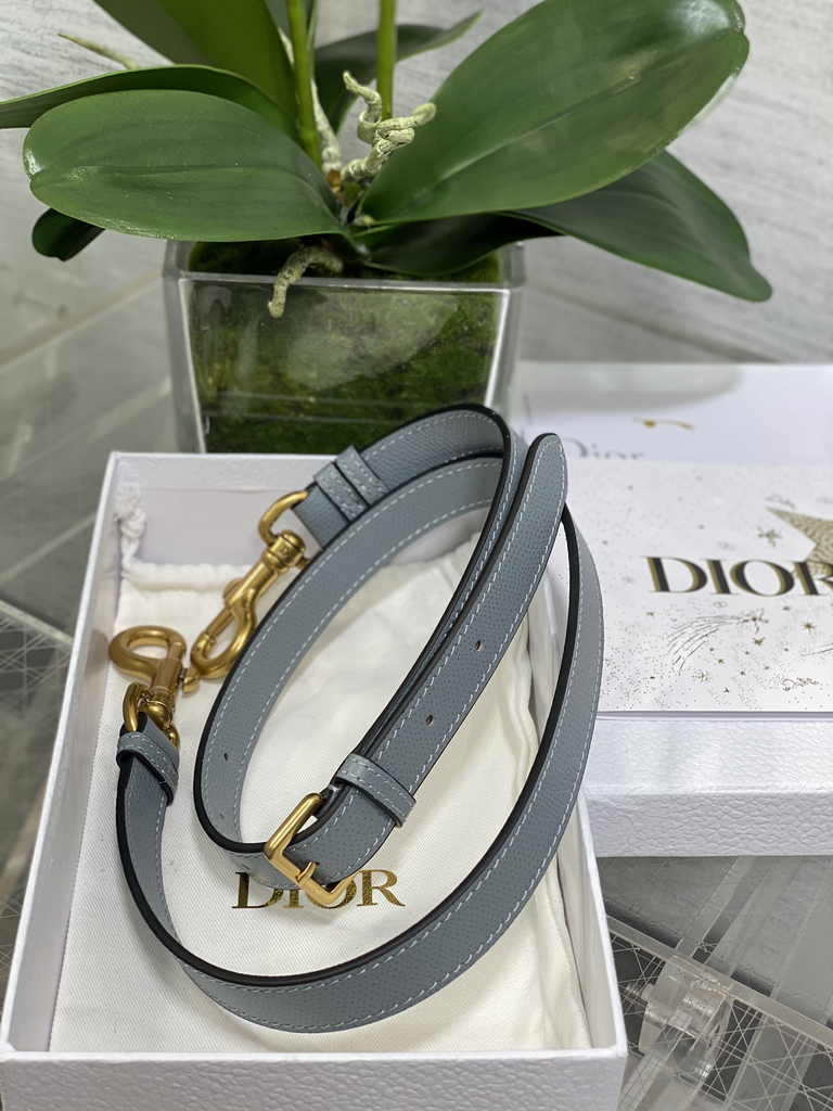 Dior Mini Saddle Bag with Strap M0456 Grained Calfskin Light Blue