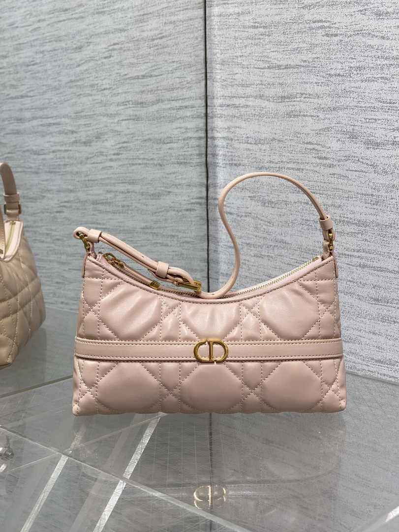 Miss Caro Mini Hobo Shoulder Bag S5232 Powder Pink Macrocannage Lambskin - Default Title - View 2