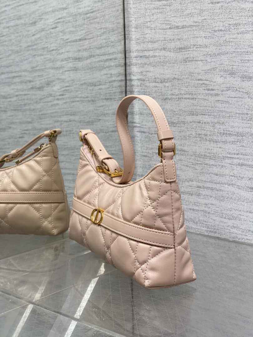 Miss Caro Mini Hobo Shoulder Bag S5232 Powder Pink Macrocannage Lambskin - Default Title - View 4