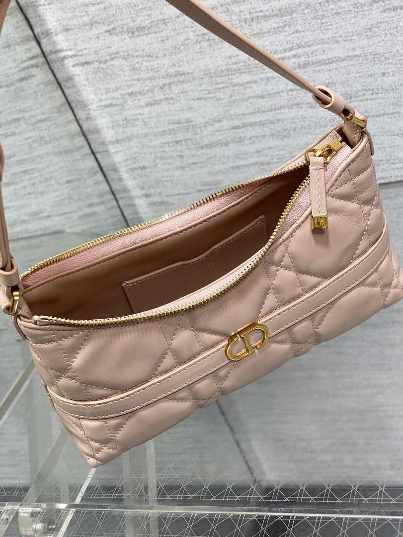 Miss Caro Mini Hobo Shoulder Bag S5232 Powder Pink Macrocannage Lambskin - Default Title - View 9