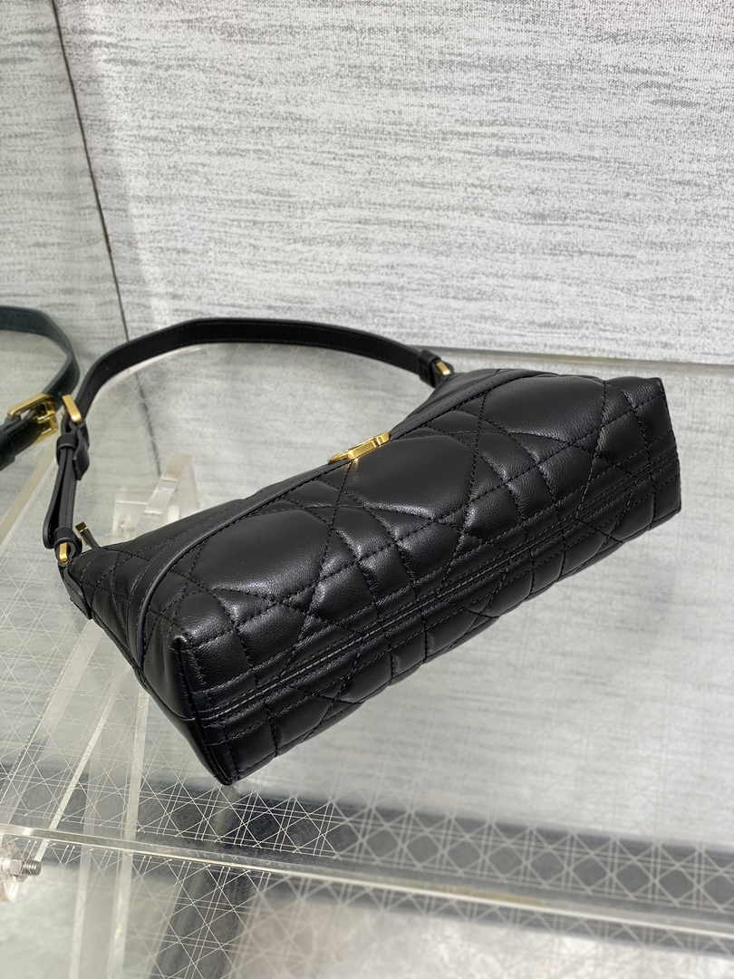 Miss Caro Mini Hobo Shoulder Bag S5232 Black Macrocannage Lambskin - Default Title - View 6