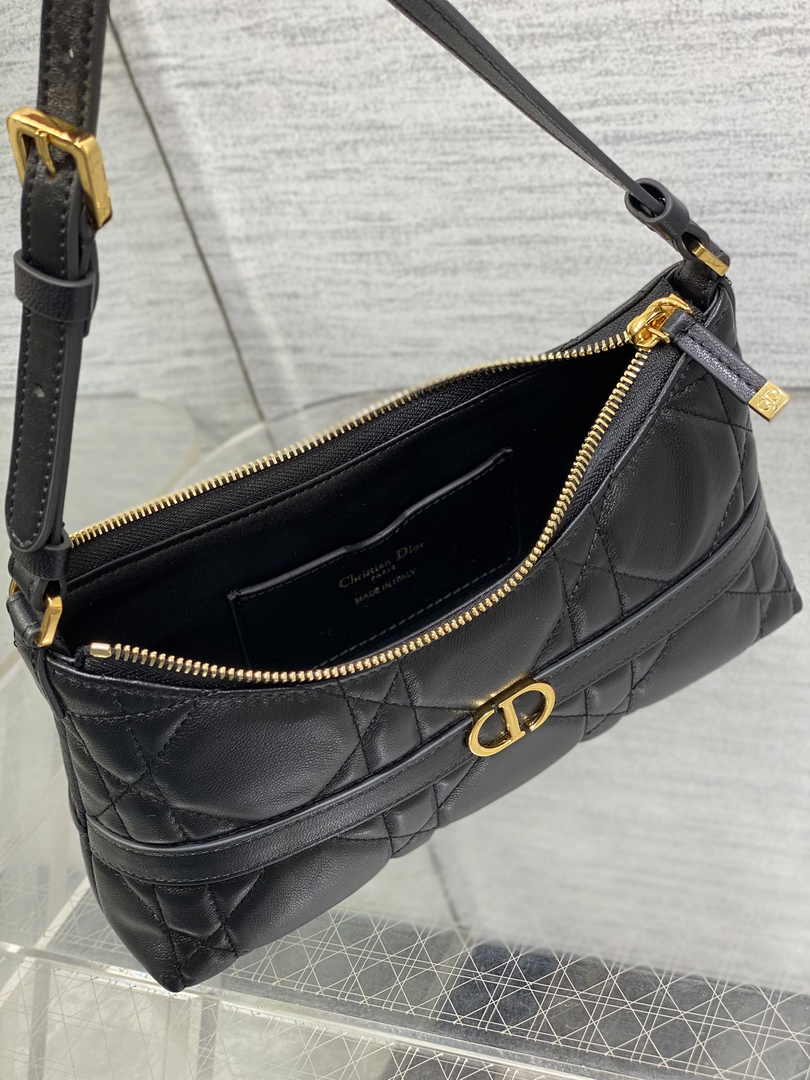 Miss Caro Mini Hobo Shoulder Bag S5232 Black Macrocannage Lambskin - Default Title - View 7
