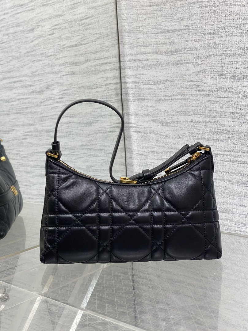 Miss Caro Mini Hobo Shoulder Bag S5232 Black Macrocannage Lambskin - Default Title - View 9