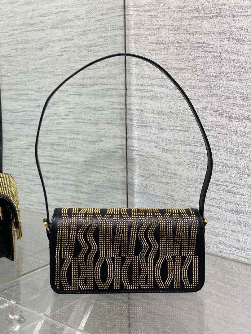 Miss Dior Flap Bag M2610 Black Miss Dior Allover Calfskin with Gold-Finish Studs - Default Title - View 5