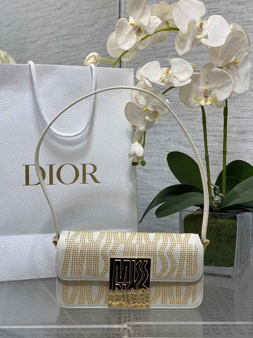 Miss Dior Flap Bag M2610 Beige Miss Dior Allover Calfskin with Gold-Finish Studs - Default Title - View 1