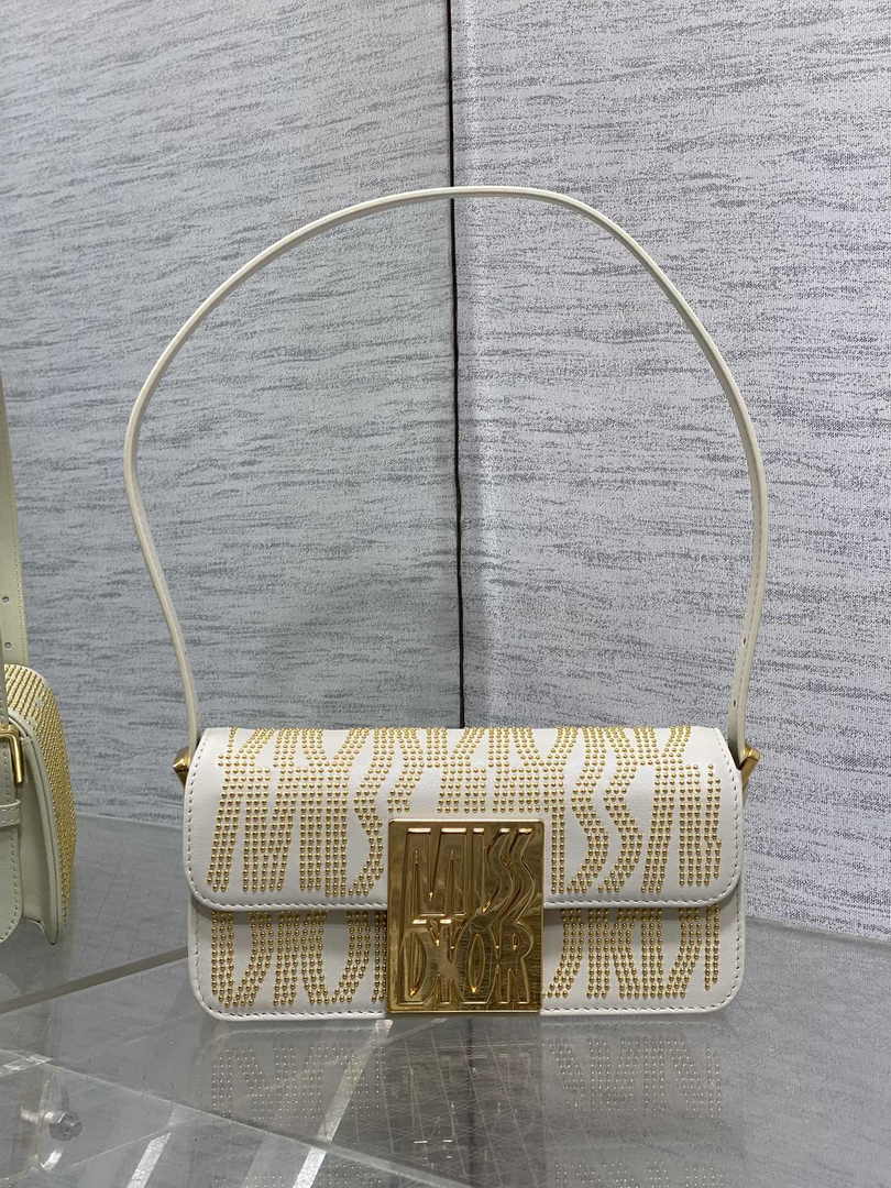 Miss Dior Flap Bag M2610 Beige Miss Dior Allover Calfskin with Gold-Finish Studs - Default Title - View 8